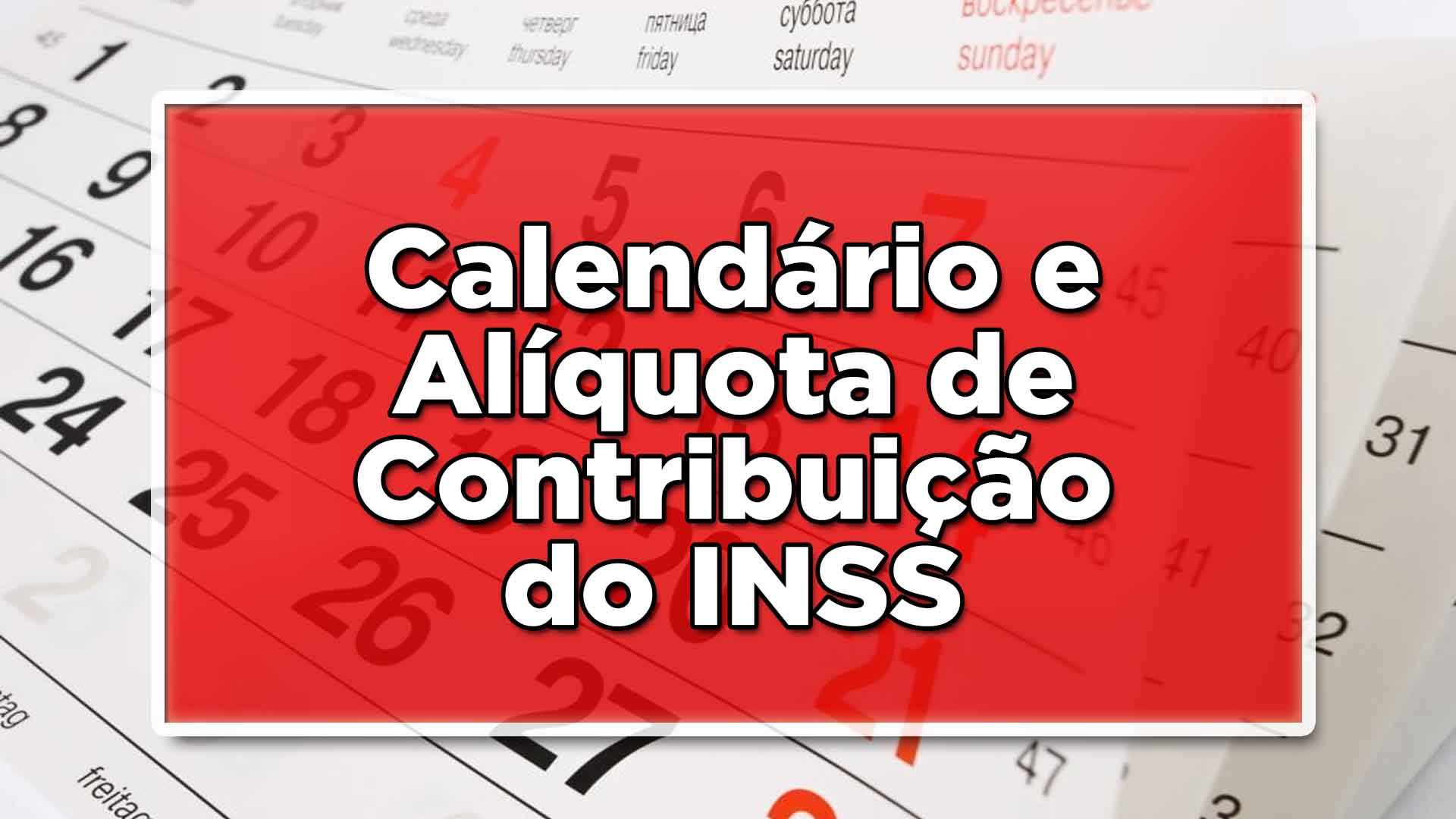 Calendário e Alíquota de contribuição do INSS
