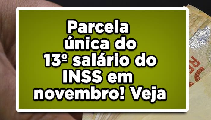 Parcela única do 13º salário do INSS em novembro! Veja