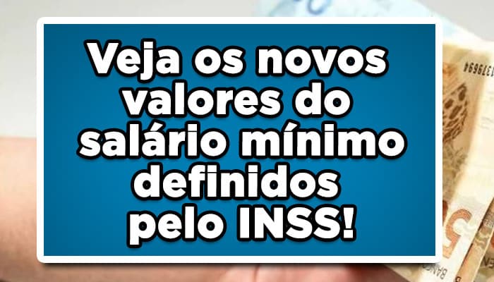 novo valores salário mínimo INSS