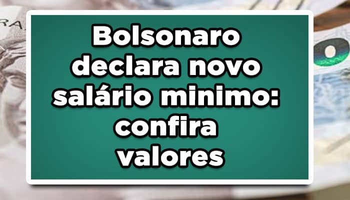 Bolsonaro declara novo salario minimo: confira valores