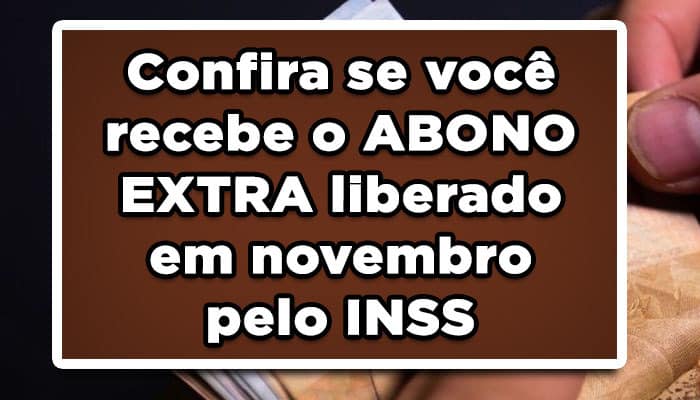 Confira se você recebe o ABONO EXTRA liberado em novembro pelo INSS