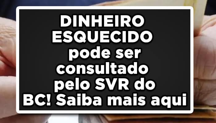 DINHEIRO ESQUECIDO pode ser consultado pelo SVR do BC! Saiba mais aqui