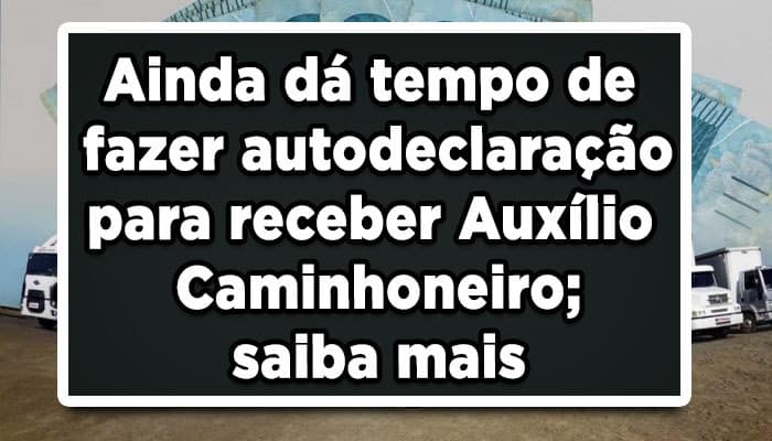Ainda dá tempo de fazer autodeclaração para receber Auxílio Caminhoneiro; saiba mais