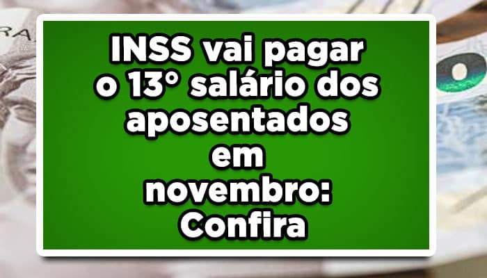 INSS vai pagar o 13° salário dos aposentados em novembro: Confira