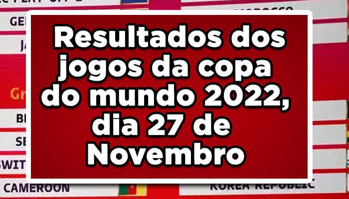 Resultados dos jogos da copa do mundo 2022, dia 27 de Novembro