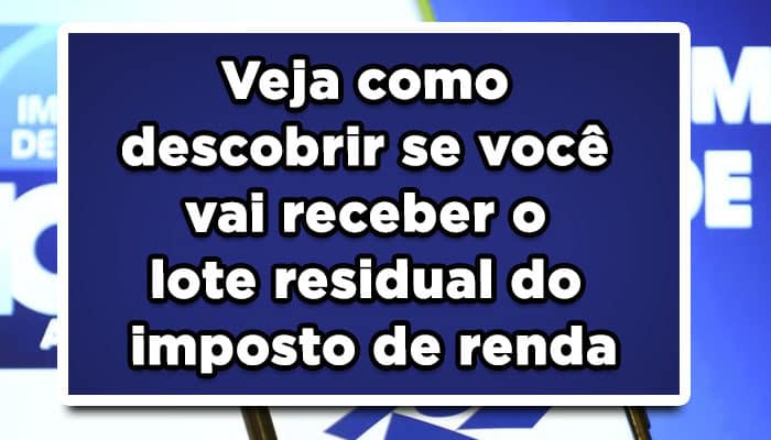 Veja como descobrir se você vai receber o lote residual do imposto de renda