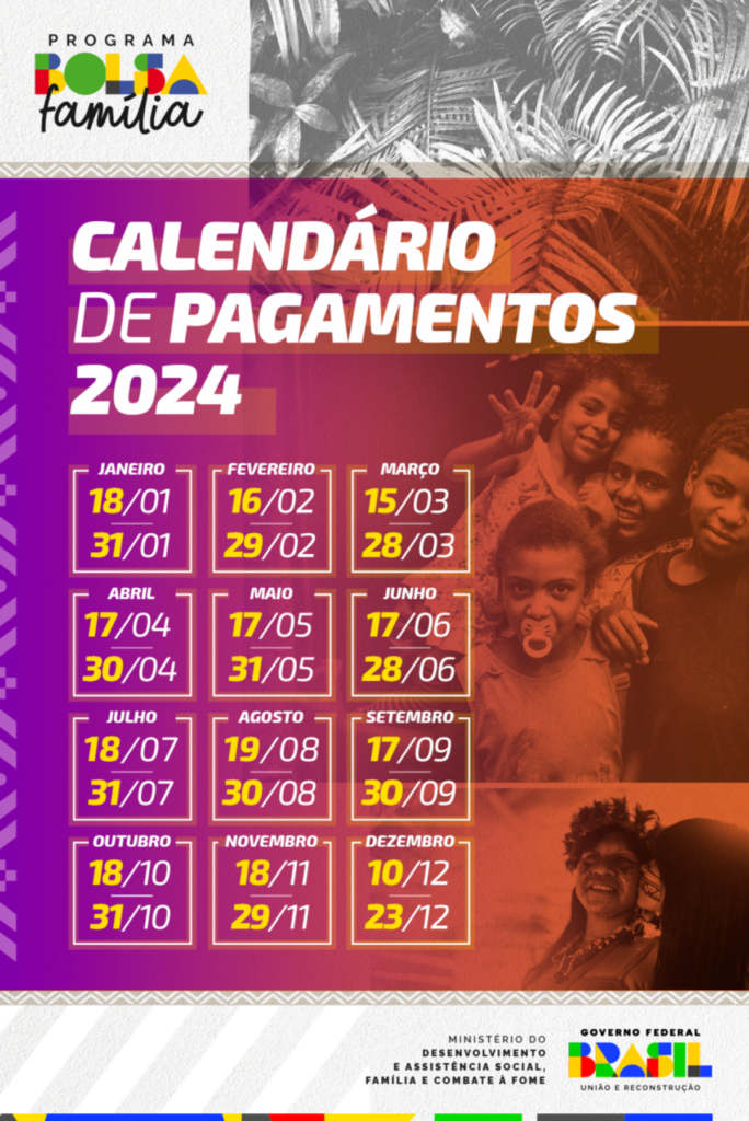  Calendário do Bolsa Família 2024. (Fonte: Reprodução MDS)